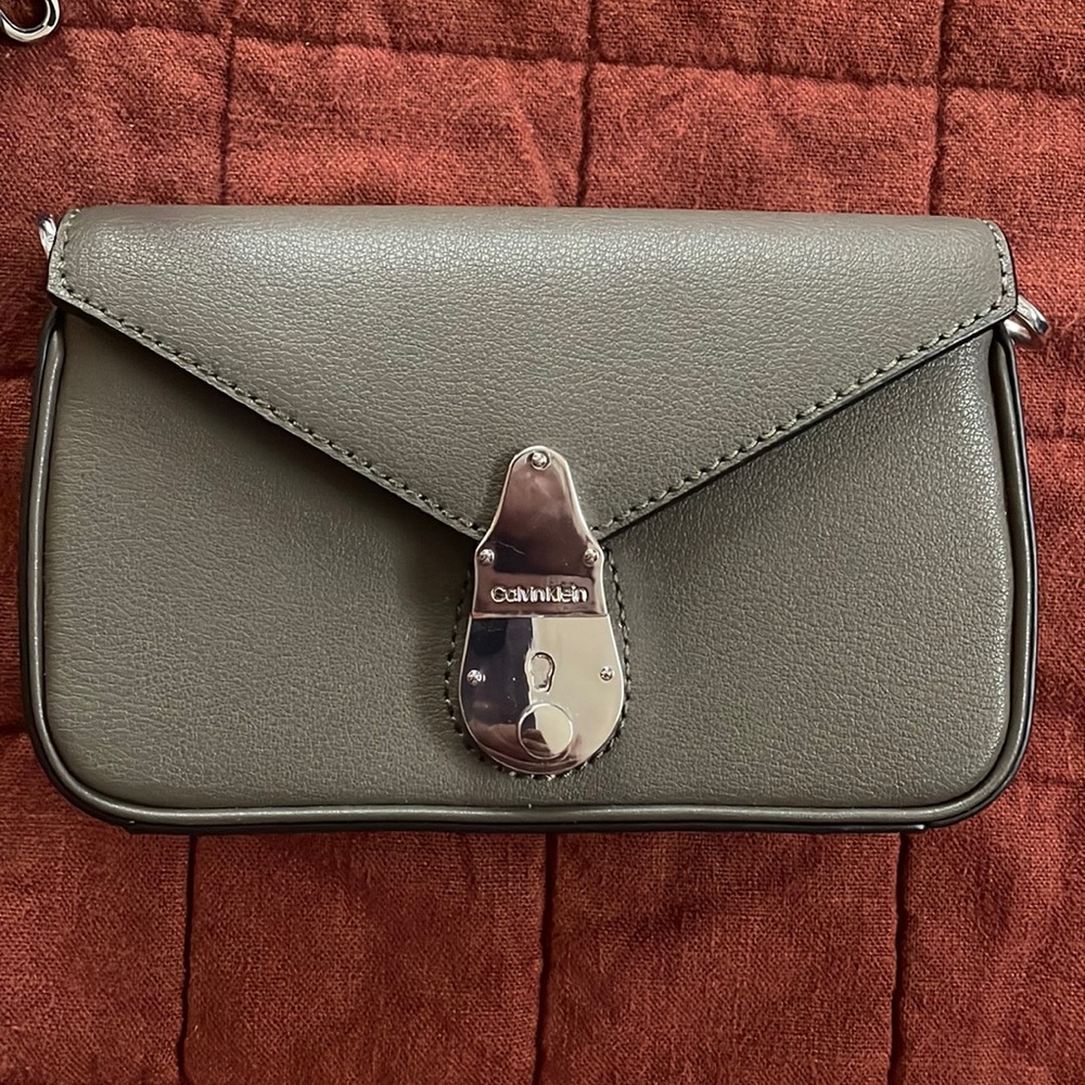 Gray CalvinKlein cross body multiple ways to wear